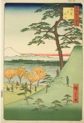 Original Fuji, Meguro (Meguro Moto-Fuji), aus der Serie „Hundert berühmte Ansichten von Edo (Meisho Edo hyakkei)“