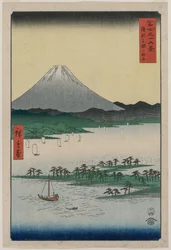 Die Kiefernhaine von Miho in Suruga, aus der Serie Sechsunddreißig Ansichten des Berges Fuji, 1858