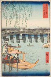 Ryogoku-Brücke in der östlichen Hauptstadt (Toto Ryogoku), aus der Serie "Sechsunddreißig Ansichten des Berges Fuji (Fuji sanjurokkei)"