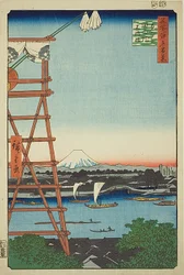 Ryogoku Ekoin und Moto-Yanagi-Brücke, Nr. 5 aus der Serie "Hundert berühmte Ansichten von Edo"