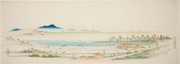 Salzstrand bei Gyotoku, aus einer unbetitelten Serie berühmter Ansichten der Edo-Vororte