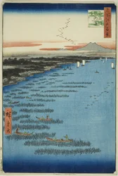 Samezu-Küste in Süd-Shinagawa (Minami-Shinagawa Samezu kaigan), aus der Serie "Hundert berühmte Ansichten von Edo (Meisho Edo hyakkei)"