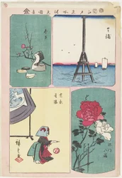 Shibaura, Fukagawa-Schrein, Frühling in Yoshiwara, Imado, Juli 1857