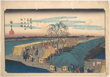 Morgendämmerung am Emonzaka am Nihon-Damm im neuen Yoshiwara