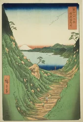 Shiojiri-Pass in der Provinz Shinano, aus der Serie "Sechsunddreißig Ansichten des Berges Fuji"
