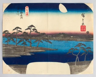 Der Sumida-Fluss, ein berühmter Fluss der östlichen Hauptstadt, aus der Serie „Drei Ansichten im Mondlicht“