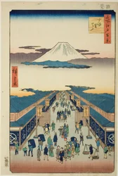 Surugacho, aus der Serie "Hundert berühmte Ansichten von Edo (Meisho Edo hyakkei)"