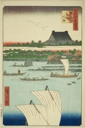 Teppozu und Tsukiji Honganji Tempel (Teppozu Tsukiji Monzeki), aus der Serie "Ergänzung zu den Hundert berühmten Ansichten von Edo (Edo hyakkei yokyo)"