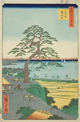 Die Rüstungshängende Kiefer bei Hakkeizaka (Hakkeizaka Yoroikakematsu), Nr. 26 aus der Serie „Hundert berühmte Ansichten von Edo (Meisho Edo hyakkei)“