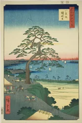Die Rüstungshängende Kiefer bei Hakkeizaka (Hakkeizaka Yoroikakematsu), aus der Serie Einhundert berühmte Ansichten von Edo (Meisho Edo hyakkei)