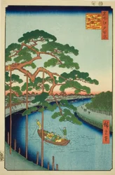Die fünf Kiefern am Onagi-Fluss (Onagigawa Gohonmatsu), aus der Serie "Hundert berühmte Ansichten von Edo (Meisho Edo hyakkei)"
