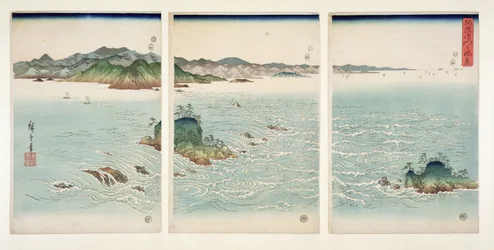 Die Stromschnellen von Naruto in der Provinz Awa, aus der Serie „Schnee, Mond und Blumen“, 1857