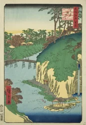 Der Fluss der Wasserfälle in Oji (Oji Takinogawa), aus der Serie "Hundert berühmte Ansichten von Edo (Meisho Edo hyakkei)"