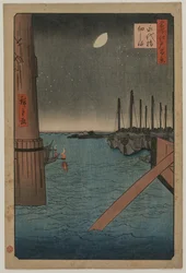 Tsukudajima von der Eitai-Brücke, aus der Serie Einhundert Ansichten berühmter Orte in Edo, 1858