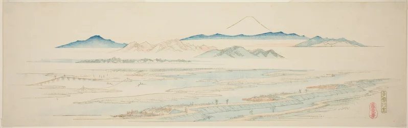 Dorf Tamagawa (Tamagawa no sato), aus einer unbetitelten Serie berühmter Ansichten der Edo-Vororte