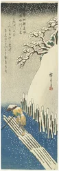 Winter: Schnee über dem Sumida-Fluss, ca. 1834