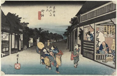 Frauen, die Reisende anwerben, Goyu, ca. 1833