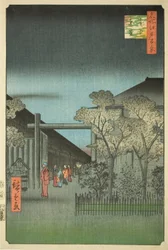 Yoshiwara-Lizenzviertel bei Morgengrauen, aus der Serie "Hundert berühmte Ansichten von Edo"