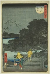 Nachtregen an der Makura-Brücke (Makurabashi yau), aus der Serie "Acht Ansichten des Sumida-Flusses (Sumidagawa hakkei)"