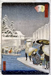 Boote im Schnee, Japan - Druck von Hiroshige