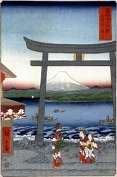 Geishas und der Berg Fuji - Japanischer Druck von Hiroshige Utagawa