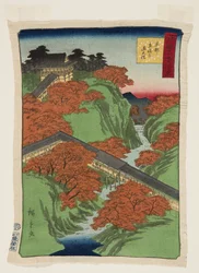 Die Tsūten-Brücke am Tōfuku-ji-Tempel, Kyoto (Farbholzschnitt)