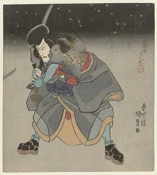 Mann mit Schwert in der Nacht