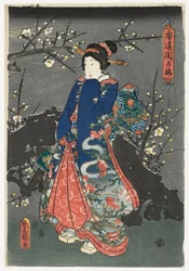 Mädchen unter Kirschblüten, ca. 1838-80