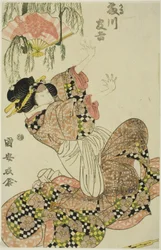 Der Schauspieler Fujikawa Tomokichi II als Okaru, Frau von Kanpei