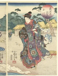Der Chofu Tama Fluss in der Provinz Musashi
