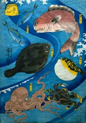 Geist der Fische (Uo no kokoro), ca. 1842