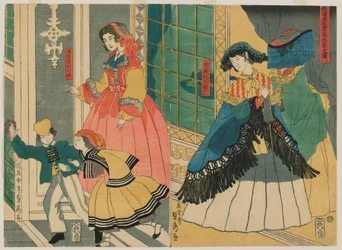 Bild der Residenz eines ausländischen Kaufmanns aus Übersee: Portugal und Südamerika, Edo-Periode, 1861