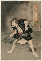 Nakamura Utaemon IV als Ono Sadakuro in Akt Fünf von Kanadehon Chushingura, Naka Theater