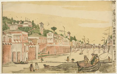 Fischen (Senadori no zu), aus der Serie "Niederländische Perspektivbilder (Oranda uki-e)"