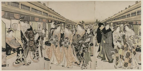 Kurtisanen promenieren auf dem Nakanochō