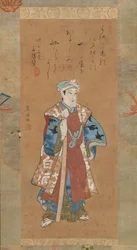 Bando Mitsugoro II als Shinbei im Kabuki-Stück Sukeroku, spätes 18. bis frühes 19. Jahrhundert