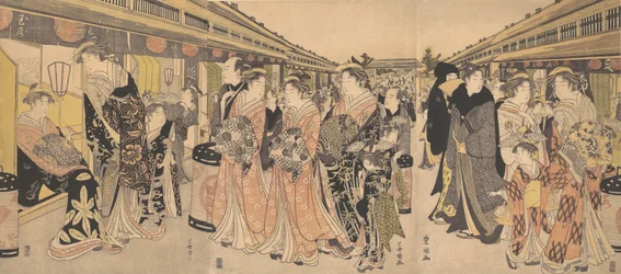 Kurtisanen promenieren auf dem Nakanocho in Yoshiwara, ca. 1795