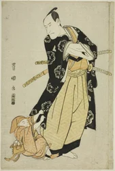 Der Schauspieler Ichikawa Danjuro VI und ein Junge