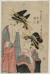 Die Kurtisanen Karagoto und Nishikido von Chojiya, späte 1800er Jahre