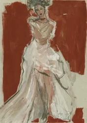 Elegante Frau im weißen Kleid