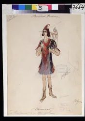 Kostümentwurf für die Oper "Die Zauberflöte" von Wolfgang Amadeus Mozart (1756-1791)