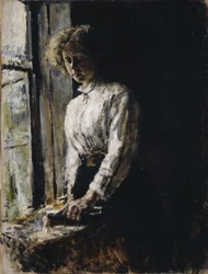 Am Fenster. Porträt von Olga Fjodorowna Trubnikowa, 1886