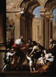 Die Wohltätigkeit des Königs von Frankreich Ludwig IX. (1214-1270) (König von Frankreich Ludwig IX. gibt Almosen)