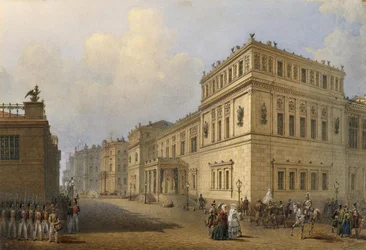 Blick auf die Neue Eremitage durch die Millionnaya-Straße, 1851