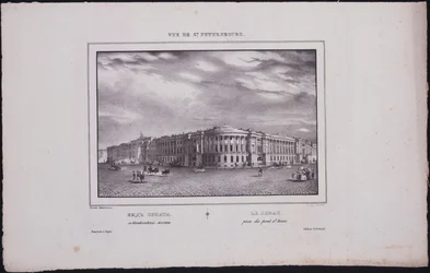 Ansichten von Sankt Petersburg. Ansicht des Senatsgebäudes von der Sankt Isaacs Brücke, 1833
