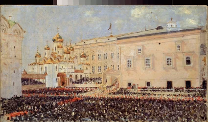 Die Krönung Kaiser Alexanders III. (1845-1894) im Moskauer Kreml am 15. Mai 1883
