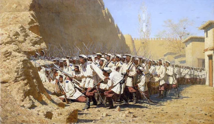 An den Festungsmauern. Lasst sie herein!, 1871