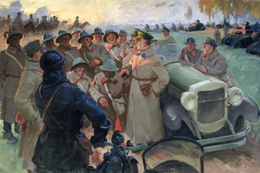 Kliment Woroschilow (1881-1969) bei Manövern
