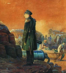 Admiral Pavel Nakhimov auf dem Bastion, 1855