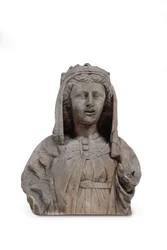Eine geschnitzte Marmorbüste einer weiblichen Heiligen